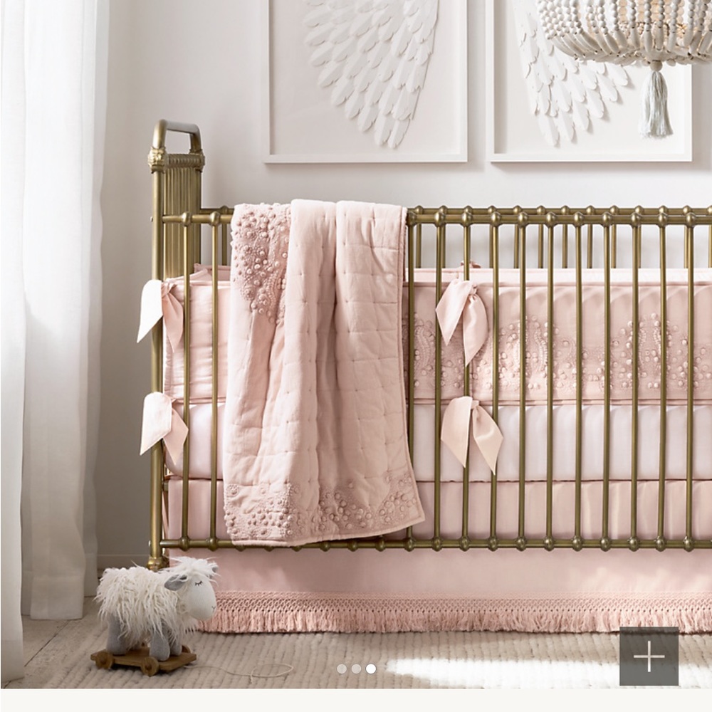 Macrame pink restoration hardware cribskirt